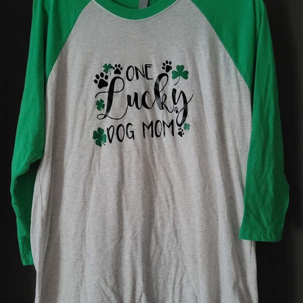 Green and Gray 'One Lucky Dog Mom' Shirt